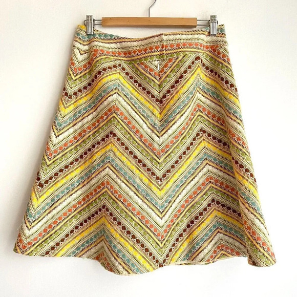Vintage Chevron Textured Tweed like A line Mini Skirt L - Picture 2 of 7